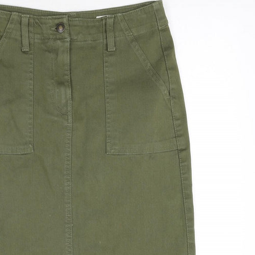 Marks and Spencer Womens Green Cotton Straight & Pencil Skirt Size 10 Zip