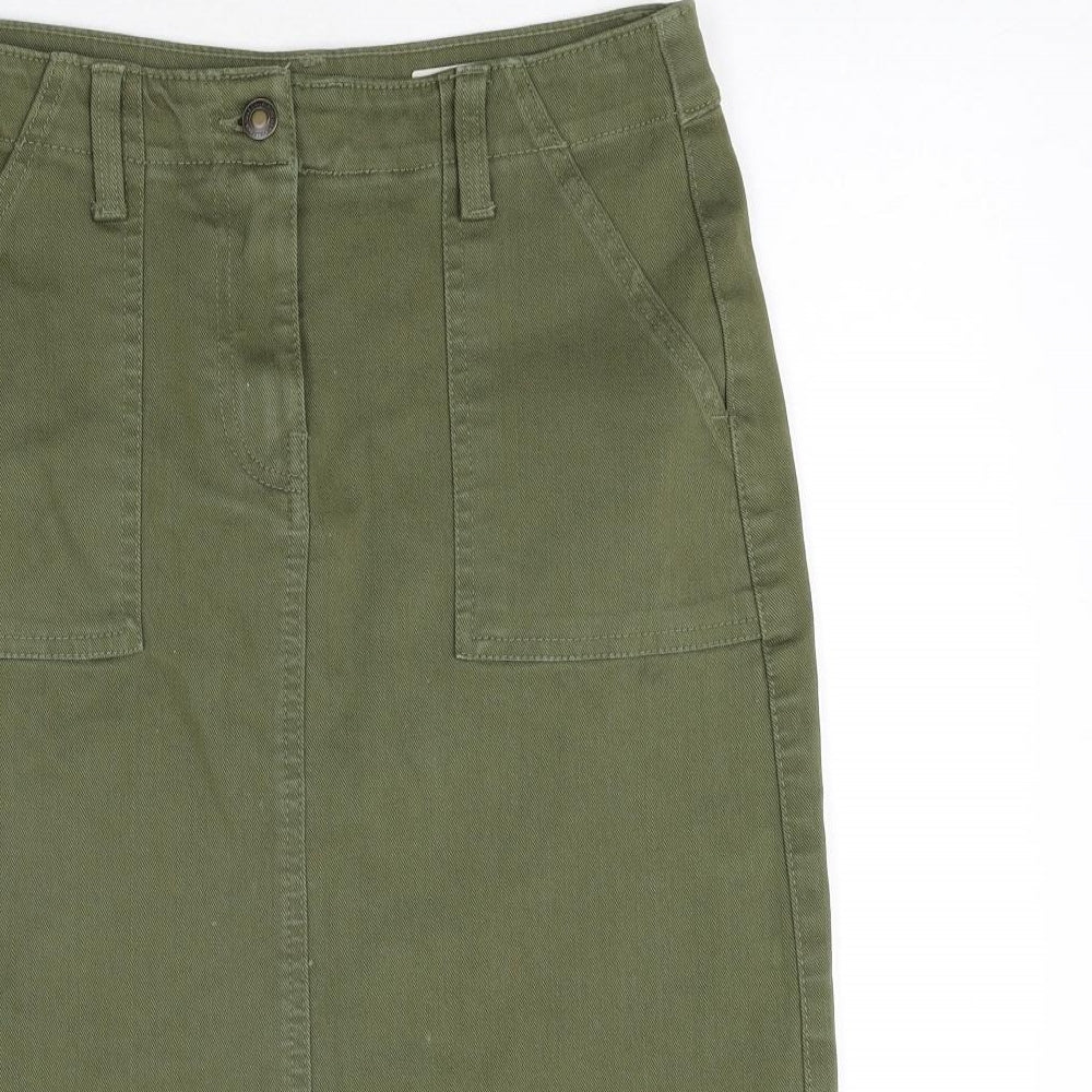 Marks and Spencer Womens Green Cotton Straight & Pencil Skirt Size 10 Zip