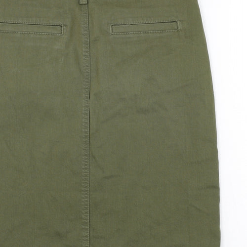 Marks and Spencer Womens Green Cotton Straight & Pencil Skirt Size 10 Zip