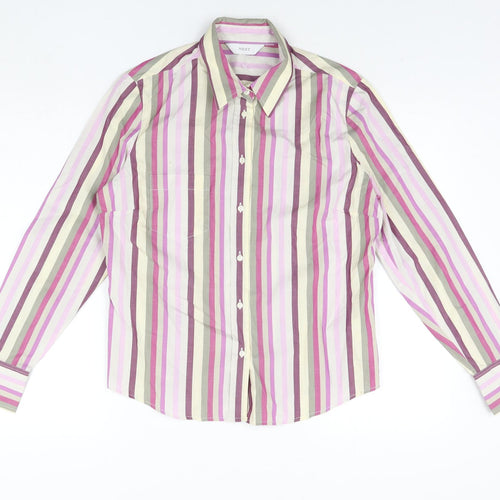NEXT Mens Multicoloured Striped Cotton Button-Up Size M Collared Button
