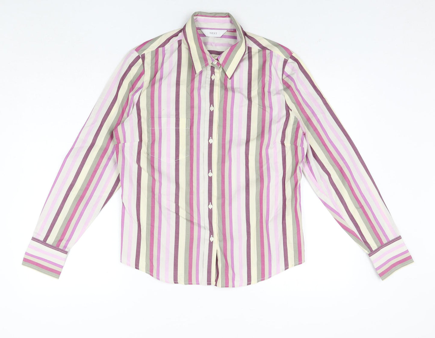 NEXT Mens Multicoloured Striped Cotton Button-Up Size M Collared Button