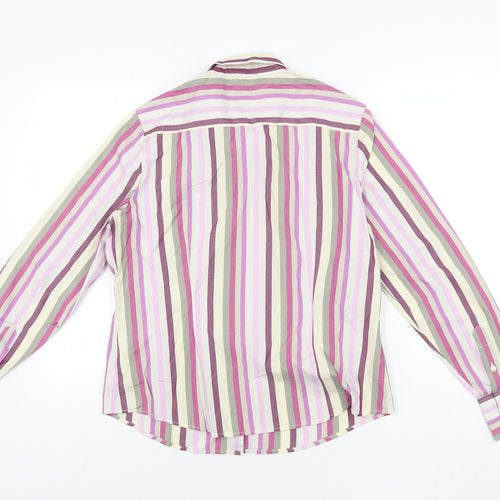 NEXT Mens Multicoloured Striped Cotton Button-Up Size M Collared Button