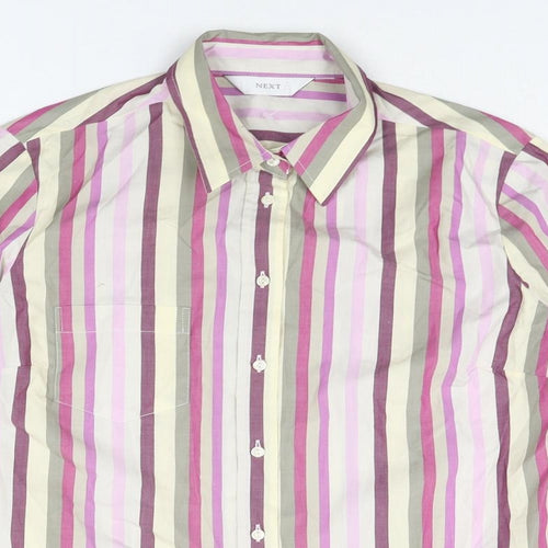 NEXT Mens Multicoloured Striped Cotton Button-Up Size M Collared Button