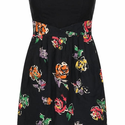 ASOS Womens Black Geometric Viscose A-Line Size 10 Sweetheart Pullover - Floral Print