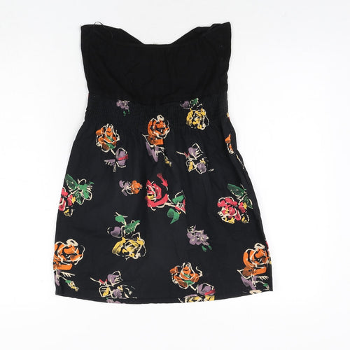 ASOS Womens Black Geometric Viscose A-Line Size 10 Sweetheart Pullover - Floral Print