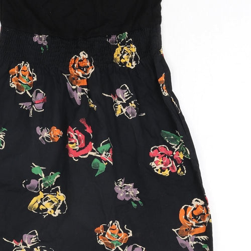 ASOS Womens Black Geometric Viscose A-Line Size 10 Sweetheart Pullover - Floral Print
