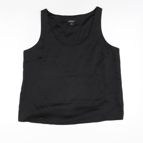 Boohoo Womens Black Polyester Basic Blouse Size 16 Scoop Neck