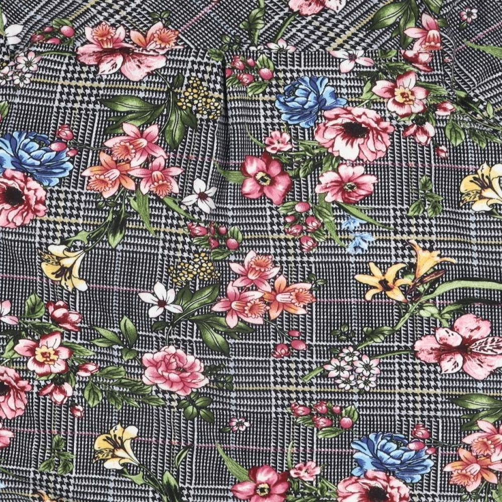 Passport Womens Multicoloured Check Polyester Basic Button-Up Size XL Collared - Floral Print