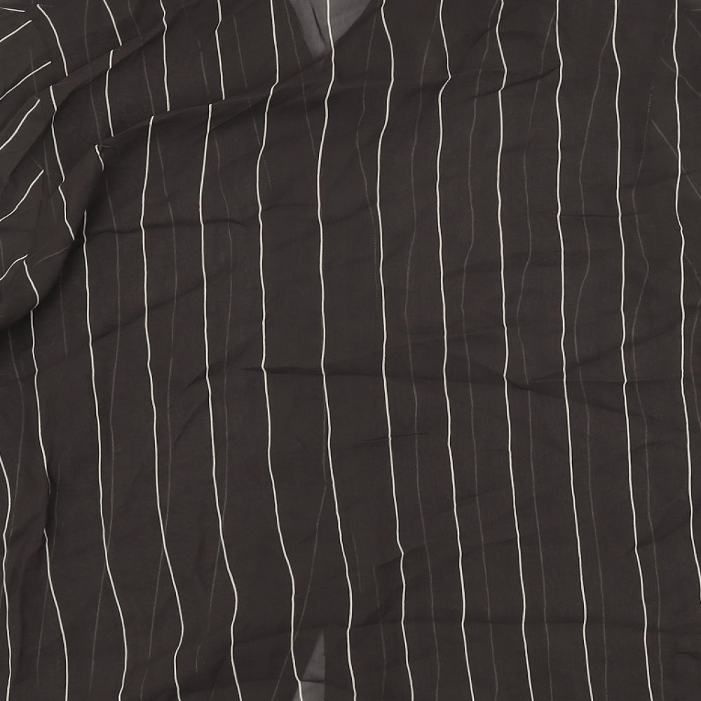 Ann Harvey Womens Brown Striped Viscose Basic Button-Up Size 24 Collared