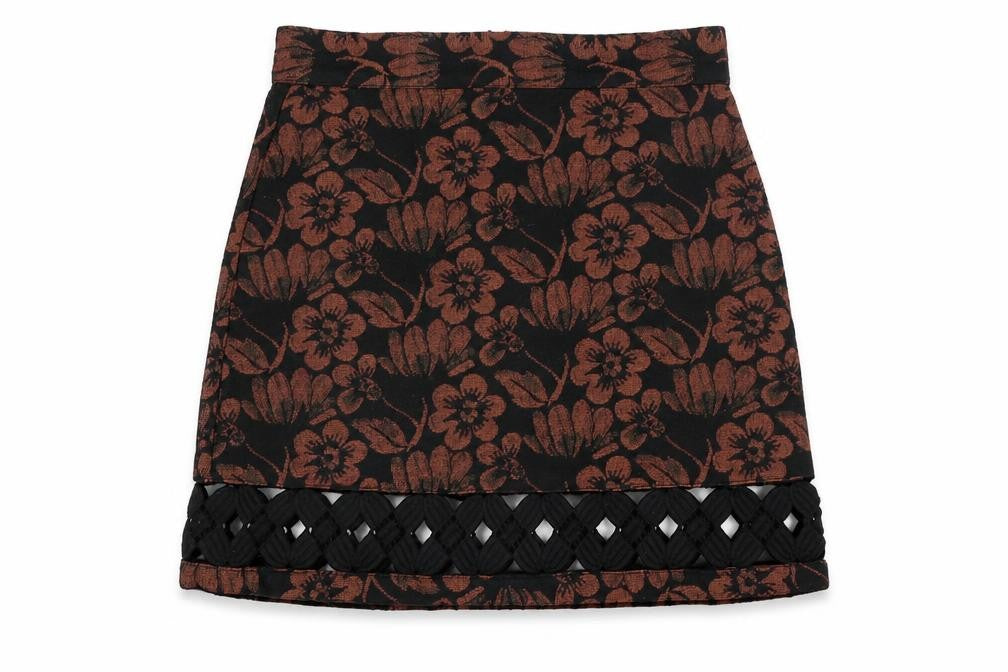 Topshop Womens Multicoloured Floral Polyester A-Line Skirt Size 8 Zip