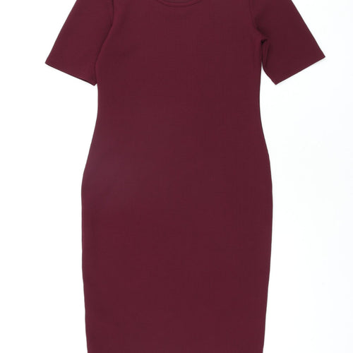 Dorothy Perkins Womens Purple Polyester Bodycon Size 12 Round Neck Pullover