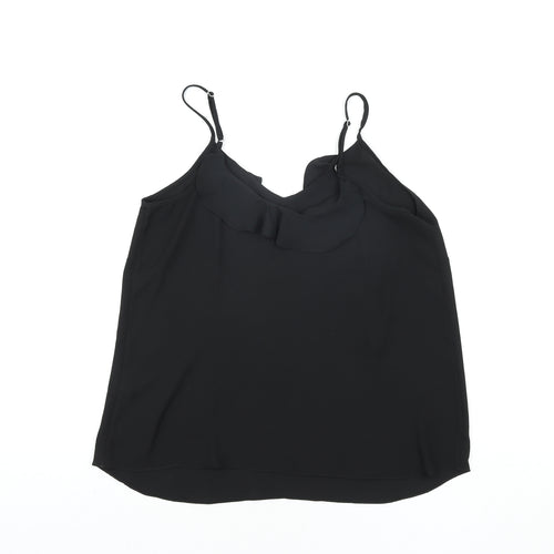 Wallis Womens Black Polyester Basic Blouse Size 12 V-Neck - Frill
