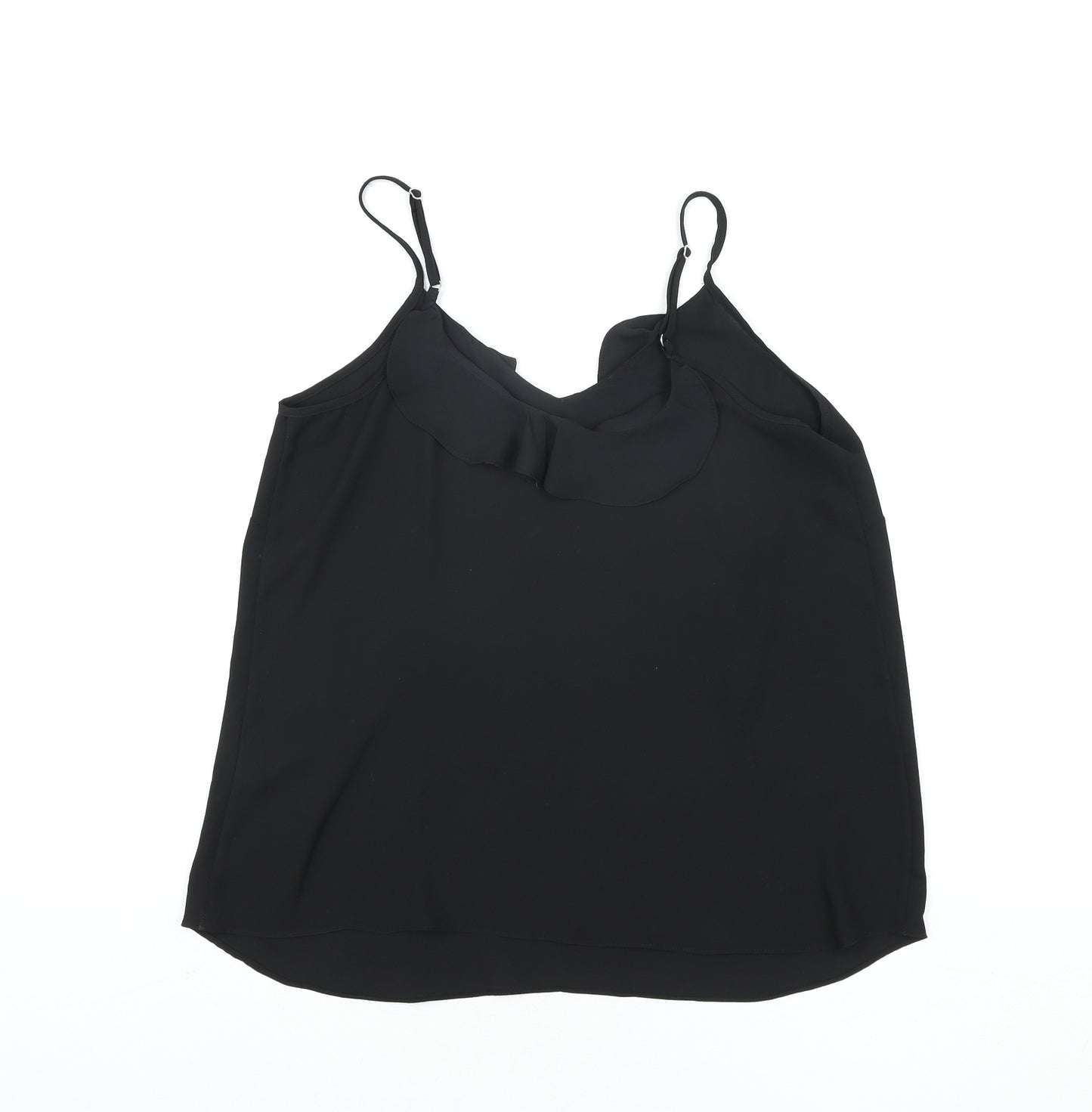 Wallis Womens Black Polyester Basic Blouse Size 12 V-Neck - Frill