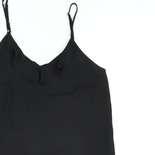 Wallis Womens Black Polyester Basic Blouse Size 12 V-Neck - Frill