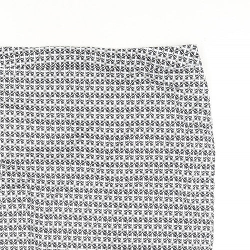 Marks and Spencer Womens Blue Geometric Cotton Straight & Pencil Skirt Size 16 Zip