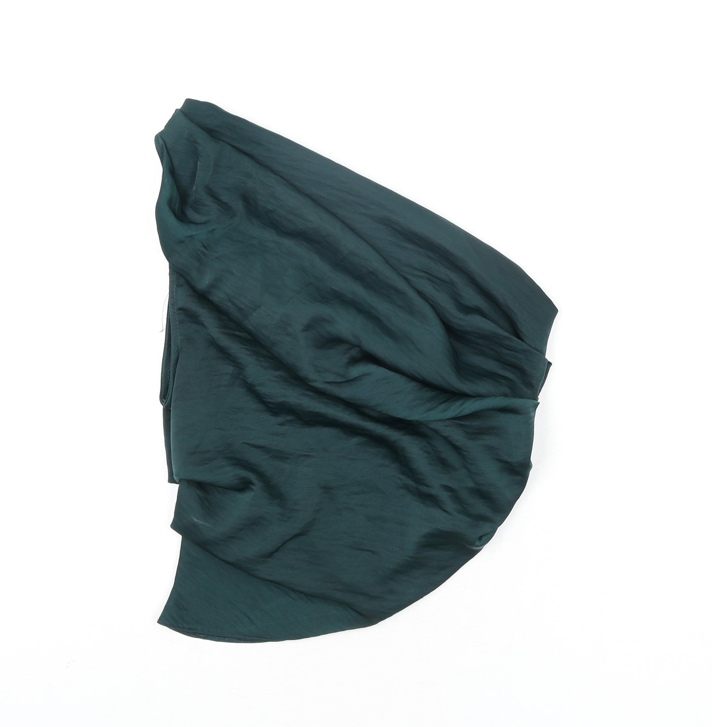ASOS Womens Green Polyester Basic Blouse Size 8 One Shoulder - Rouched