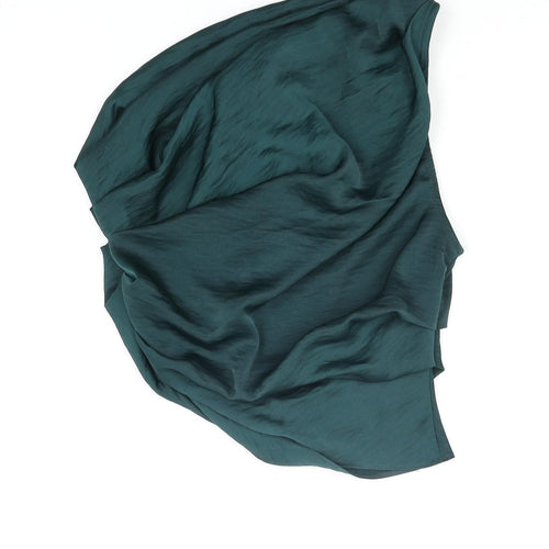 ASOS Womens Green Polyester Basic Blouse Size 8 One Shoulder - Rouched