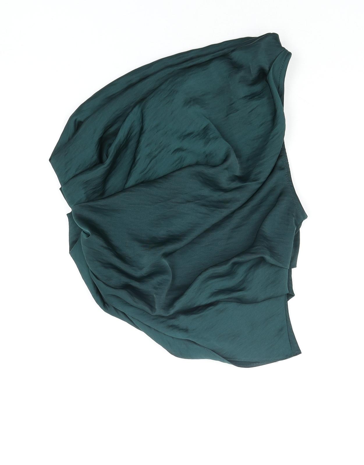 ASOS Womens Green Polyester Basic Blouse Size 8 One Shoulder - Rouched