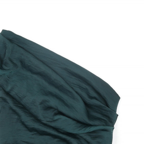 ASOS Womens Green Polyester Basic Blouse Size 8 One Shoulder - Rouched