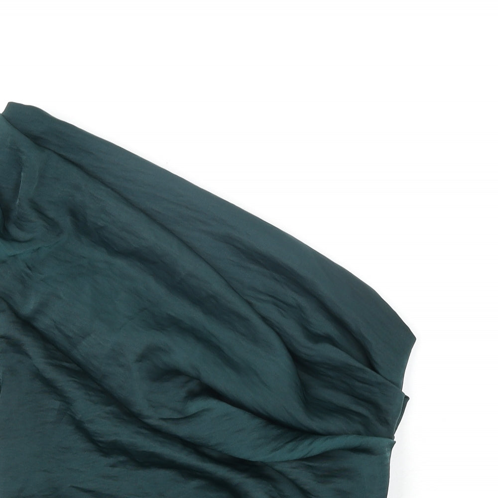 ASOS Womens Green Polyester Basic Blouse Size 8 One Shoulder - Rouched