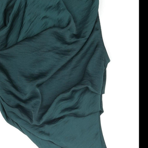 ASOS Womens Green Polyester Basic Blouse Size 8 One Shoulder - Rouched
