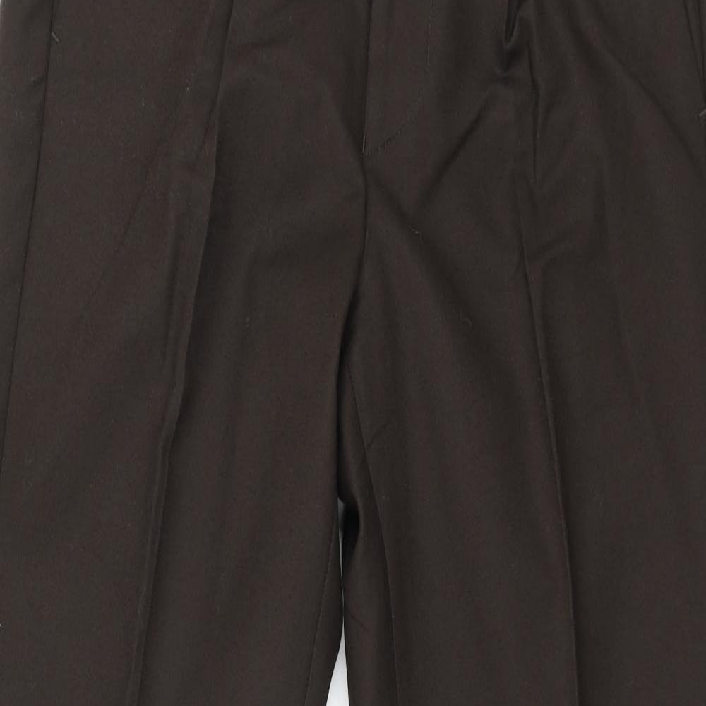 Marks and Spencer Mens Brown Cotton Trousers Size 32 in L33 in Regular Zip