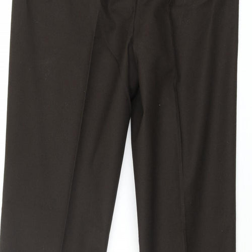 Marks and Spencer Mens Brown Cotton Trousers Size 32 in L33 in Regular Zip