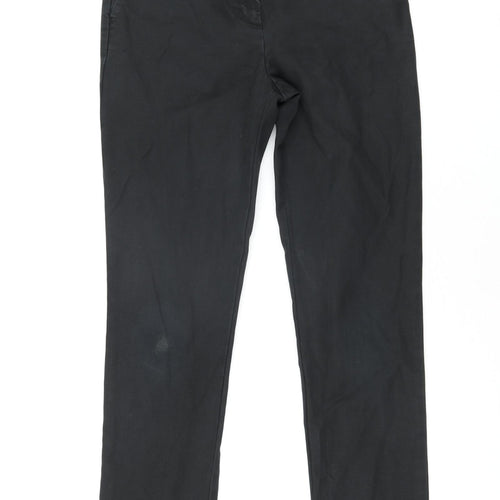 Boden Womens Black Cotton Chino Trousers Size 12 L31 in Slim Zip