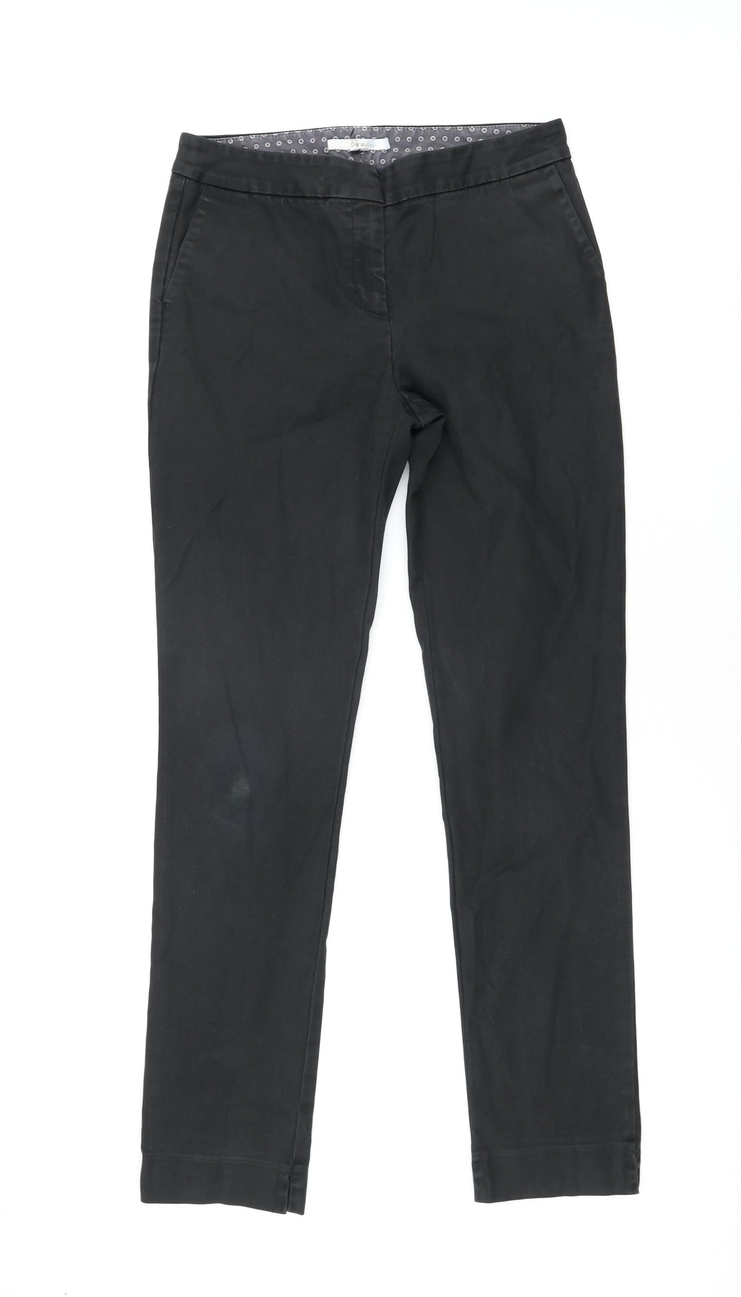 Boden Womens Black Cotton Chino Trousers Size 12 L31 in Slim Zip
