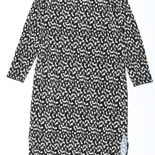 Mamalicious Womens Multicoloured Geometric Polyester Shift Size L Square Neck Pullover - Side Slits Plisse
