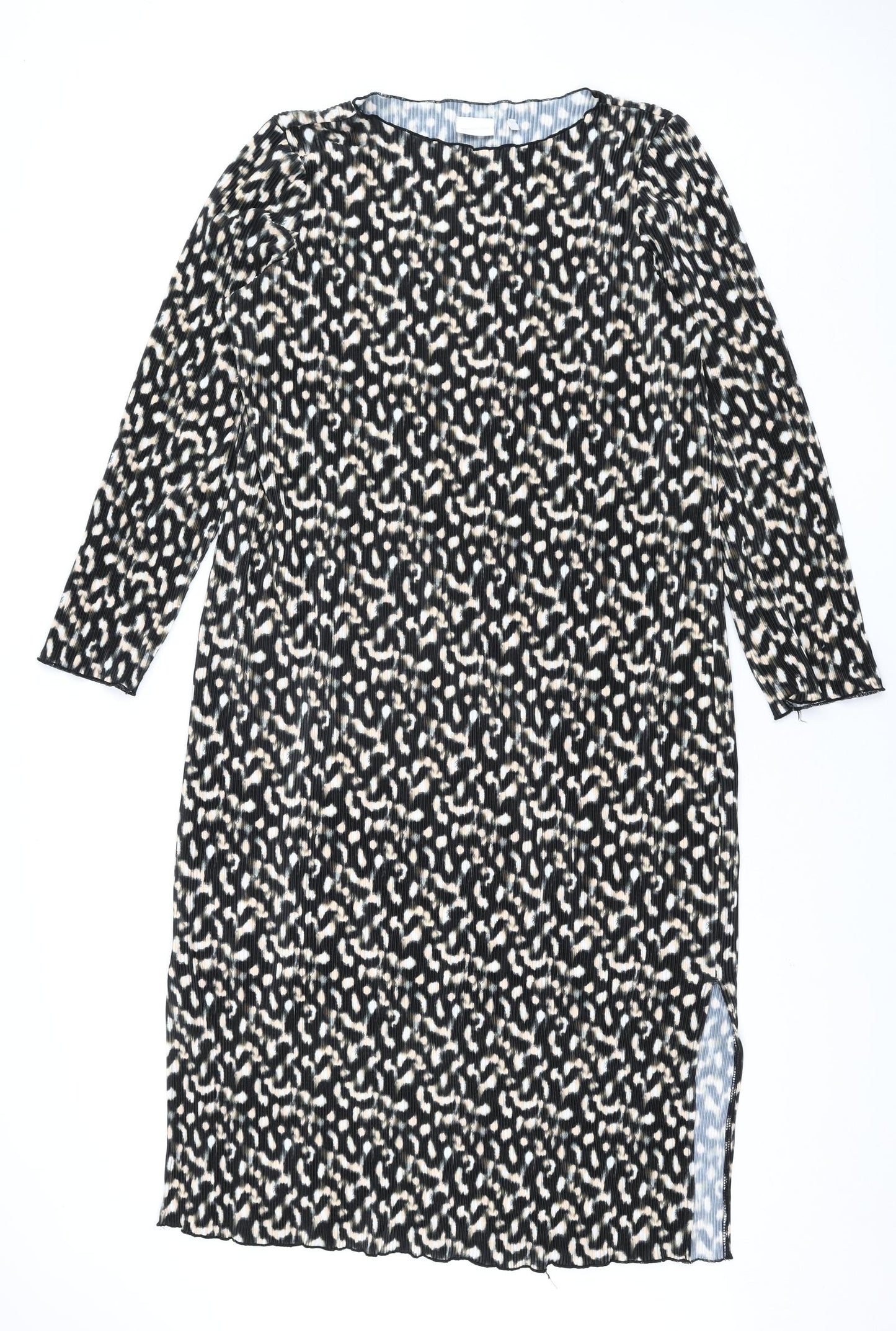 Mamalicious Womens Multicoloured Geometric Polyester Shift Size L Square Neck Pullover - Side Slits Plisse