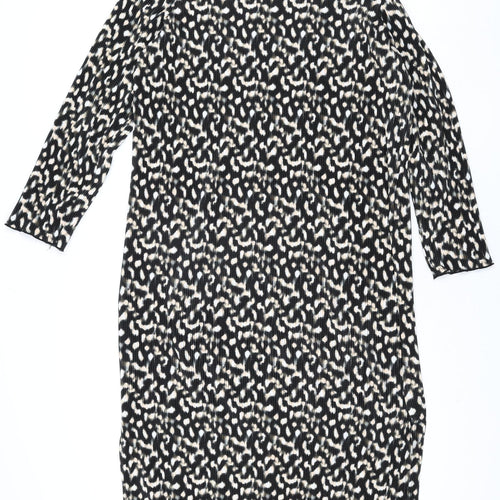 Mamalicious Womens Multicoloured Geometric Polyester Shift Size L Square Neck Pullover - Side Slits Plisse