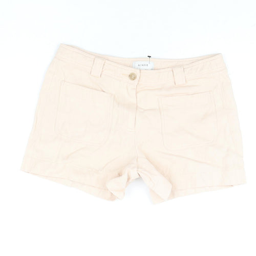 Gigue Womens Pink Linen Basic Shorts Size 12 L4 in Regular Zip