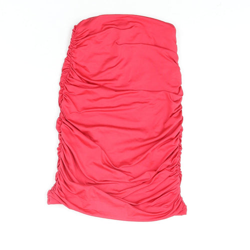 Oh Polly Womens Pink Polyester Bandage Skirt Size 4 - Rouched