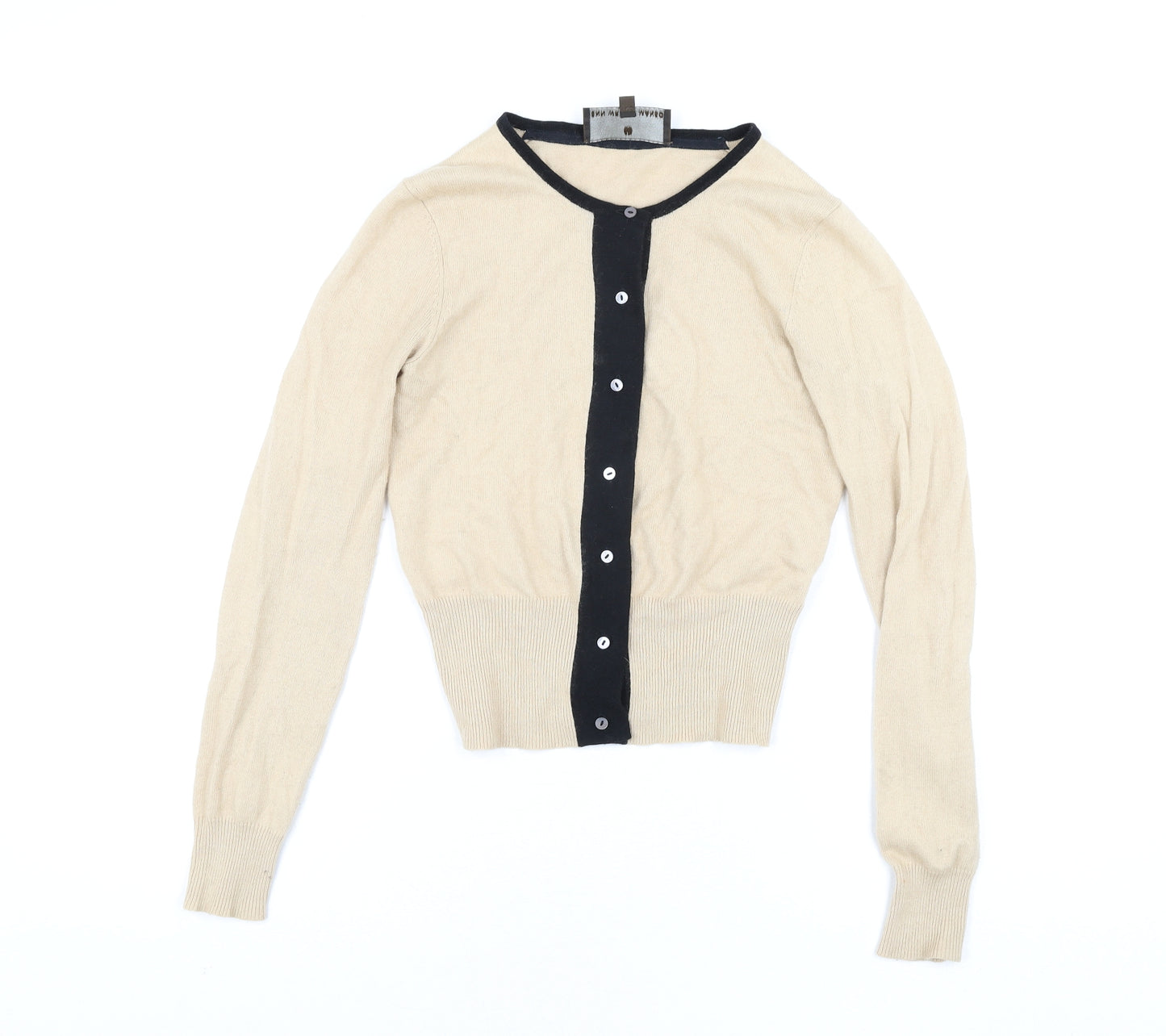 Fenn Wright Manson Womens Beige Round Neck Cotton Cardigan Jumper Size 8