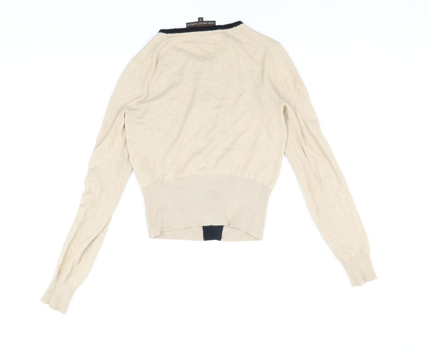 Fenn Wright Manson Womens Beige Round Neck Cotton Cardigan Jumper Size 8