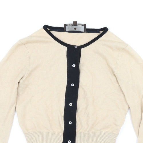 Fenn Wright Manson Womens Beige Round Neck Cotton Cardigan Jumper Size 8