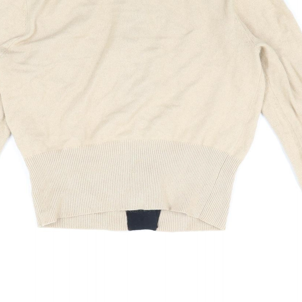 Fenn Wright Manson Womens Beige Round Neck Cotton Cardigan Jumper Size 8