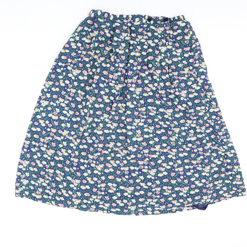 Country Collection Womens Multicoloured Floral Polyester A-Line Skirt Size 14 Button