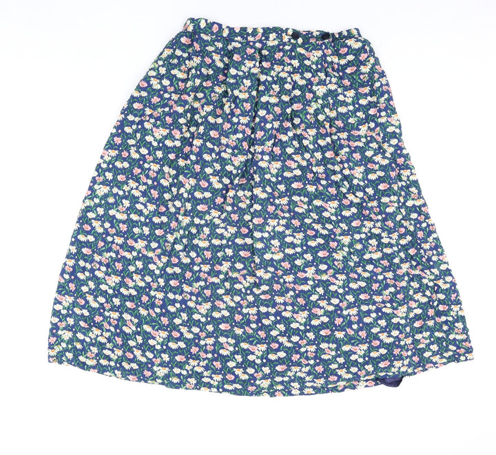 Country Collection Womens Multicoloured Floral Polyester A-Line Skirt Size 14 Button
