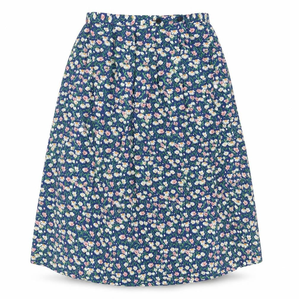 Front view of Country Collection women’s multicoloured floral polyester a-line skirt, size UK 14, button
