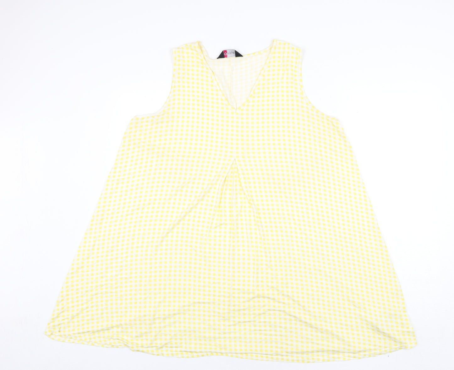 Yours Womens Yellow Check Viscose A-Line Size 22 V-Neck Pullover - Size 22-24