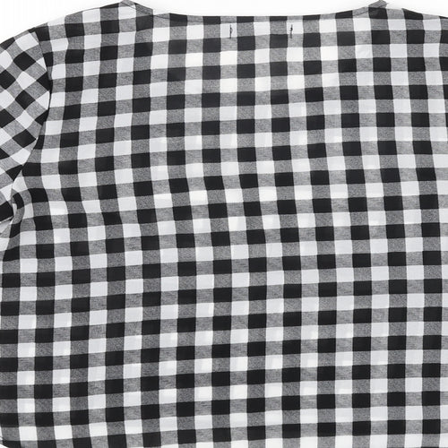 Missguided Womens Black Check Polyester Basic Blouse Size 10 Round Neck