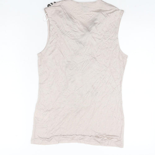 H&M Womens Beige Polyester Basic Blouse Size M V-Neck - Frill