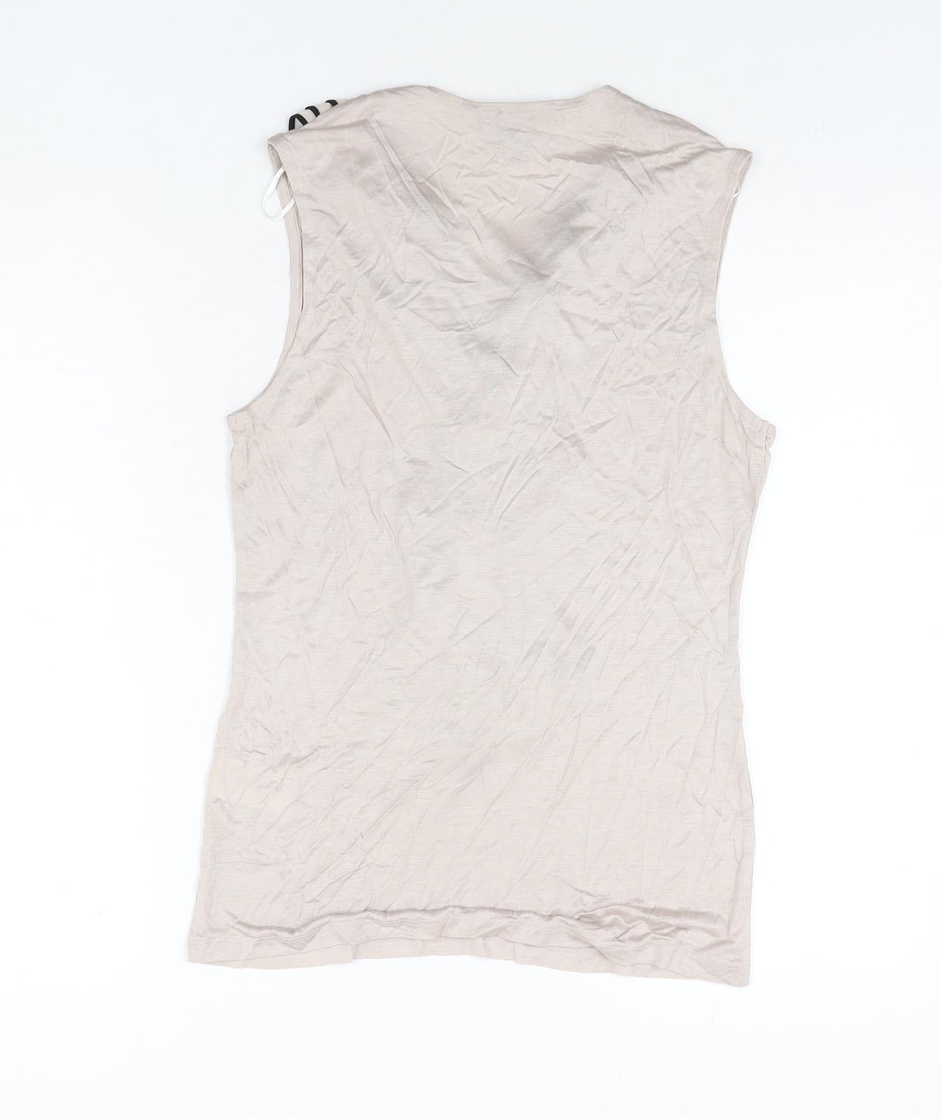 H&M Womens Beige Polyester Basic Blouse Size M V-Neck - Frill