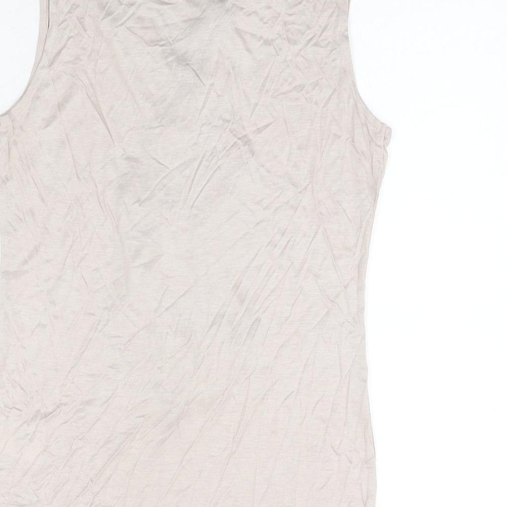 H&M Womens Beige Polyester Basic Blouse Size M V-Neck - Frill