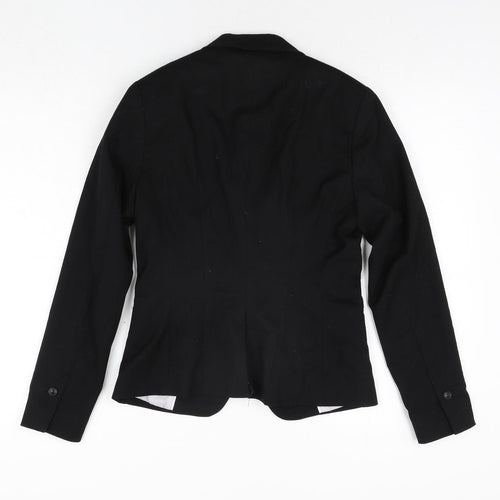 H&M Womens Black Polyester Jacket Suit Jacket Size 8