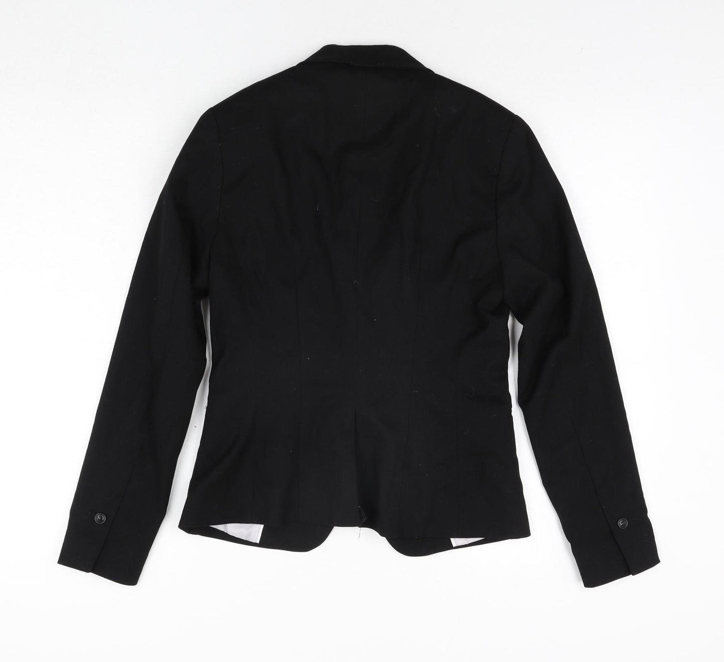 H&M Womens Black Polyester Jacket Suit Jacket Size 8