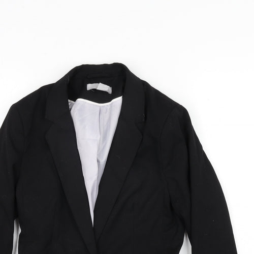 H&M Womens Black Polyester Jacket Suit Jacket Size 8