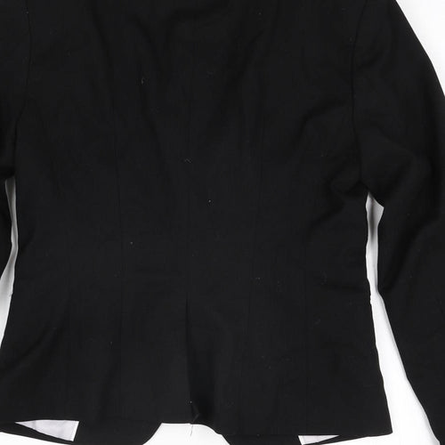 H&M Womens Black Polyester Jacket Suit Jacket Size 8